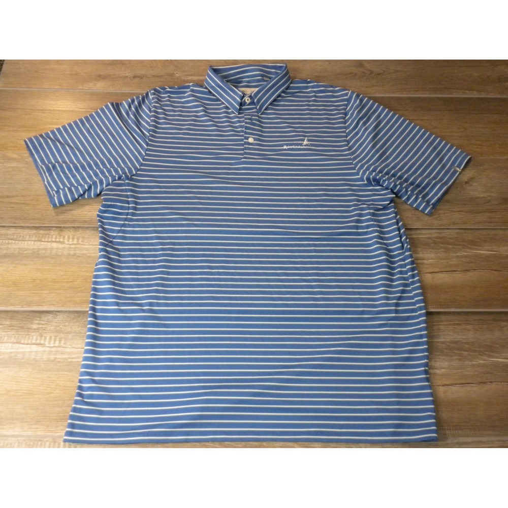 Kjus Polo Shirt Mens 3XL Blue Striped Ravenna Golf Course Nebraska Performance